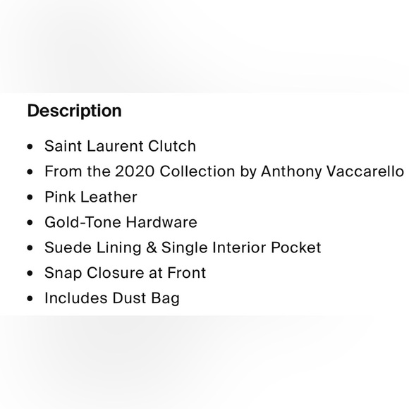 GUC Saint Laurent Pink Clutch Bag with DustBag - Picture 10 of 10